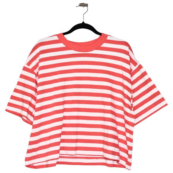 GAP Coral Cropped Striped T-Shirt Size XLarge - Picture 1 of 4